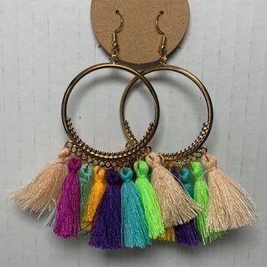 Multicolor boho tassel earrings